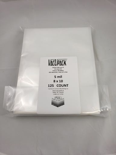 5 MIL 125 COUNT 8 x 10 COMMERCIAL FLAT BAGS - VacuPack